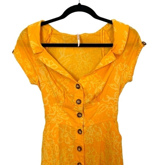 Free People A Thing Called Love Mini Dress in Yellow Combo - Picture 6 of 13